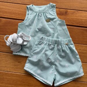 Conjunto  Feminino Bata Short Tricoline List
